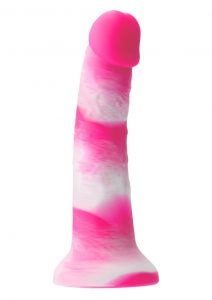 Colours Pleasures Yum Yum Silicone Dildo 7in - Pink/White