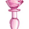 Booty Sparks Pink Rose Glass Anal Plug - Small - Pink