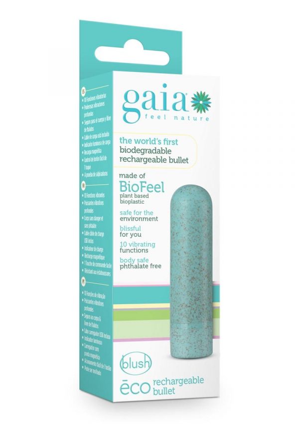 Gaia Eco Rechargeable Bullet Vibrator - Aqua