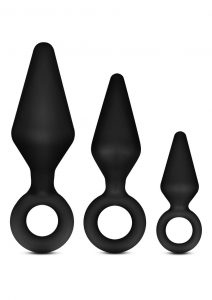 Anal Adventures Platinum Silicone Loop Plug Kit (Set of 3) - Black