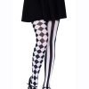 Leg Avenue Harlequin Pantyhose - O/S - Black/White