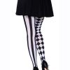 Leg Avenue Harlequin Pantyhose - O/S - Black/White