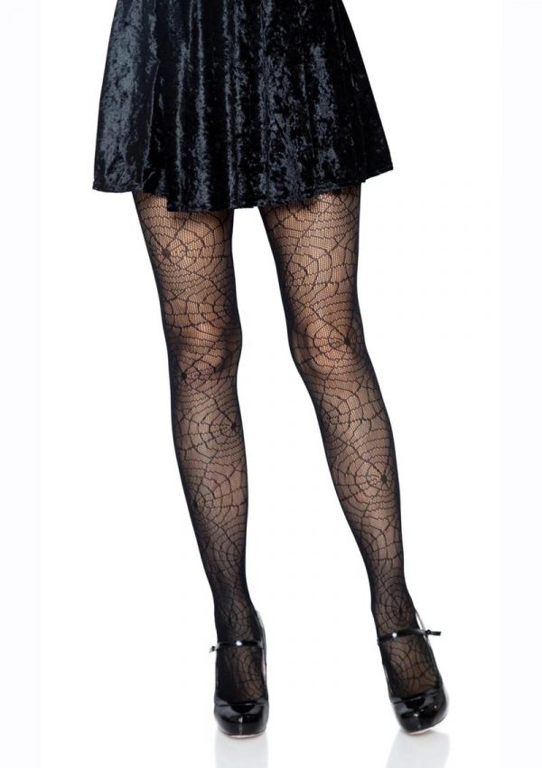 Leg Avenue Spider Lace Pantyhose - O/S - Black