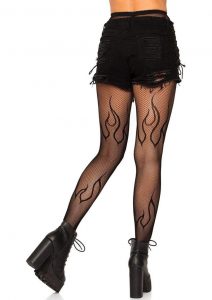 Leg Avenue Flame Net Tights - O/S - Black