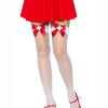 Leg Avenue Industrial Net Thigh High - O/S - White/Red
