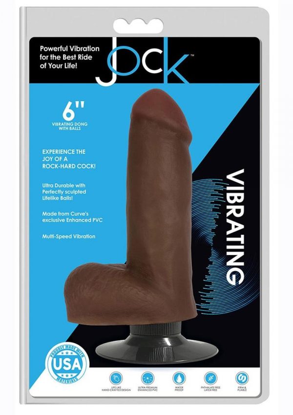 JOCK Vibrating Dildo with Balls 6in - Chocolate