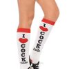 Leg Avenue Cocktails Knee Socks - O/S - White/Red