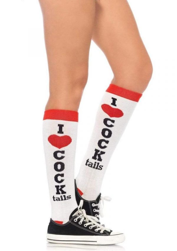 Leg Avenue Cocktails Knee Socks - O/S - White/Red