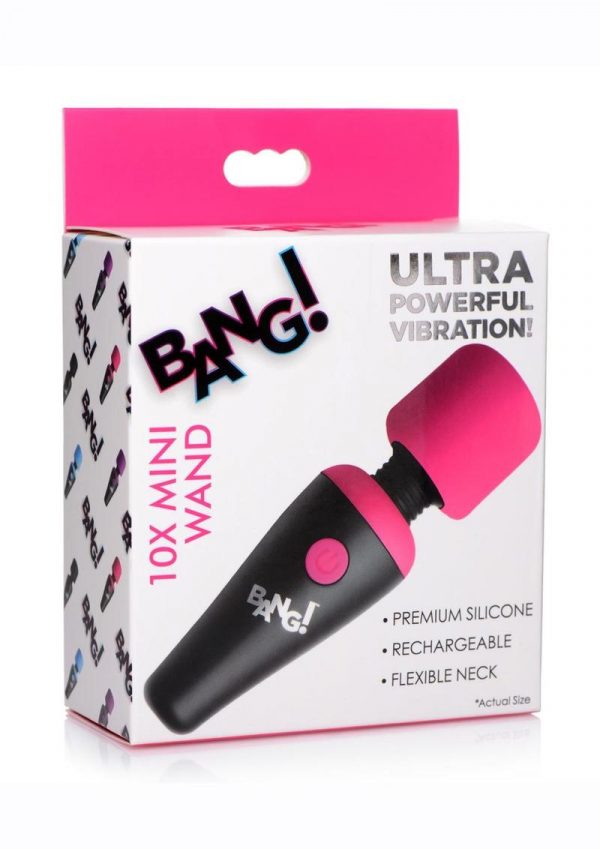 Bang! 10X Vibrating Mini Rechargeable Silicone Wand Massager - Pink