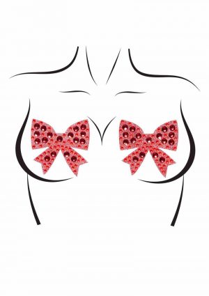 Leg Avenue Rhinestone Bow Nipple Jewels - O/S - Red