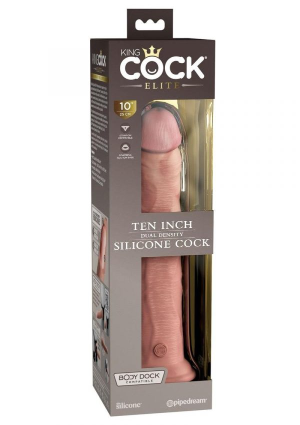 King Cock Elite Dual Density Silicone Dildo 10in - Vanilla