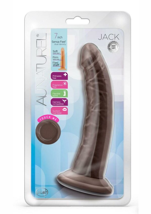 Au Naturel Jack Dildo with Suction Cup 7in - Chocolate