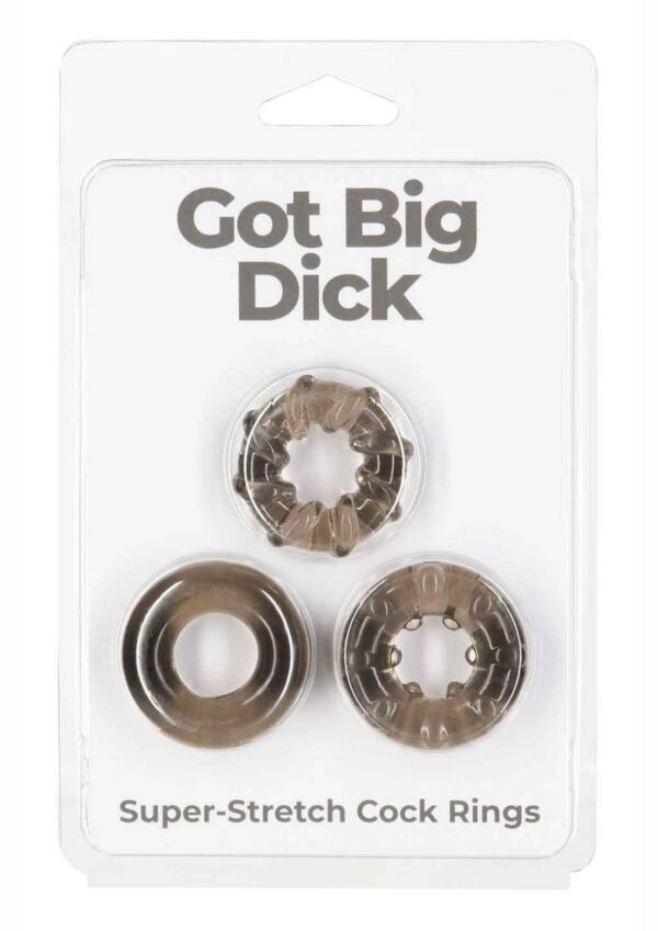 PowerBullet Got Big D Super Stretch Cock Rings (3 pack) - Black