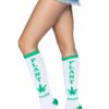 Plant Based Knee Highs - O/S - White/Green