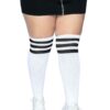 Leg Avenue Over The Knee Athletic Socks - 1X/2X - White/Black