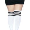 Leg Avenue Over The Knee Athletic Socks - 1X/2X - White/Black