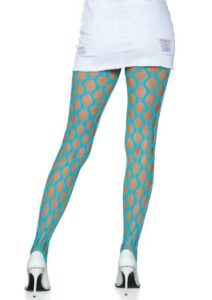 Leg Avenue Jumbo Pothole Net Tights - O/S - Neon Blue