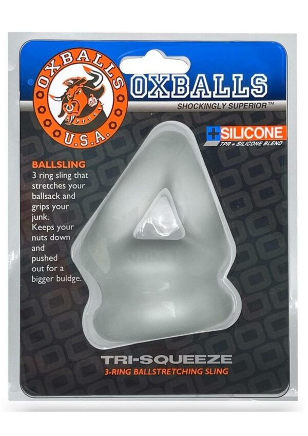 Oxballs Tri-Squeeze Silicone 3-Ring Ball Stretching Sling - Clear Ice