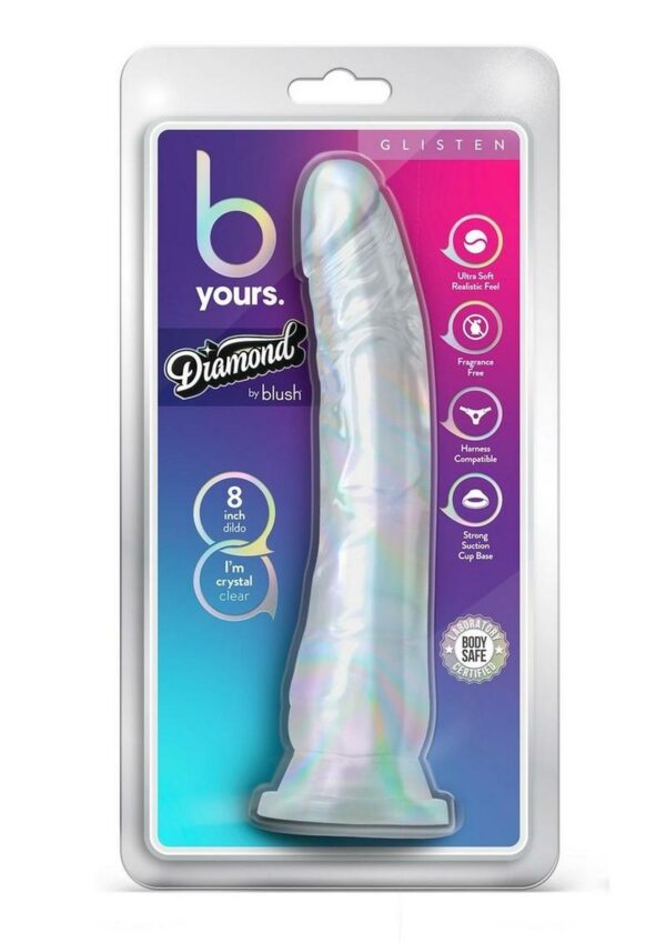 B Yours Diamond Glisten Dildo 8.75in - Clear