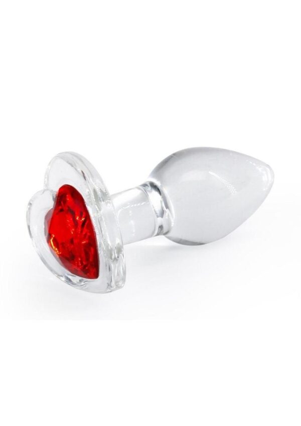 Crystal Desires Red Heart Glass Anal Plugs - Small