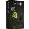 Ouch! Butt Plug with Cock Ring and Ball Strap Silicone Glow in the Dark - Green