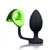 Ouch! Butt Plug with Cock Ring and Ball Strap Silicone Glow in the Dark - Green