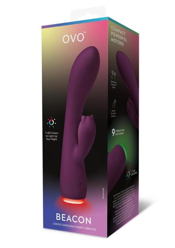 OVO Beacon Rechargeable Silicone Dual Stim Vibrator - Purple