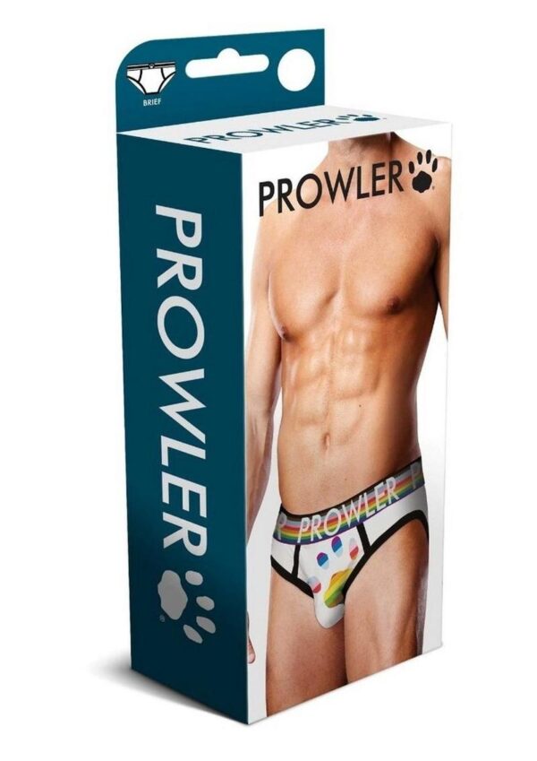 Prowler White Oversized Paw Brief - Medium - White/Rainbow