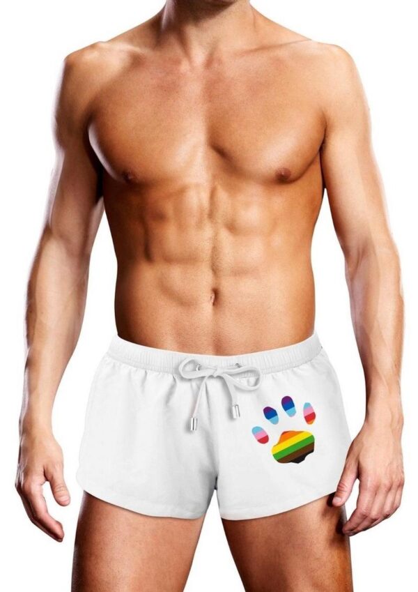 Prowler Oversized Paw Swimming Trunk - Small - White/Rainbow