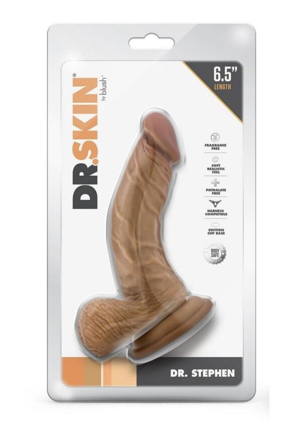 Dr. Skin Dr. Stephen Dildo with Balls and Suction Cup 6.5in - Caramel