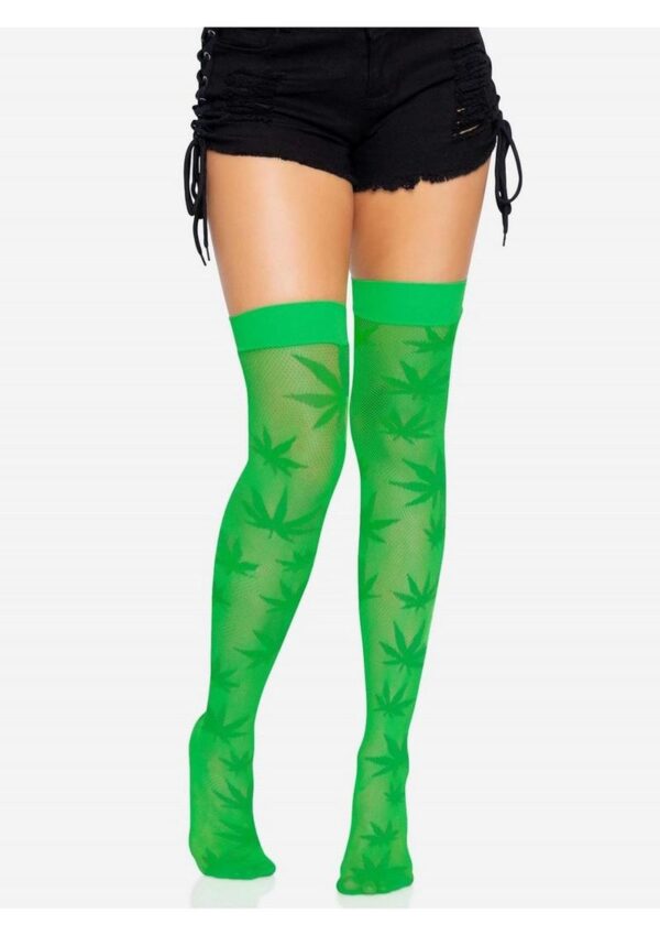 Leg Avenue 420 Net Thigh High - O/S - Green