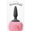 Bunny Tails Mini Silicone Butt Plug - Pink Fur - Black