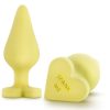 Play with Me Naughty Candy Heart Spank Me Silicone Butt Plug - Yellow