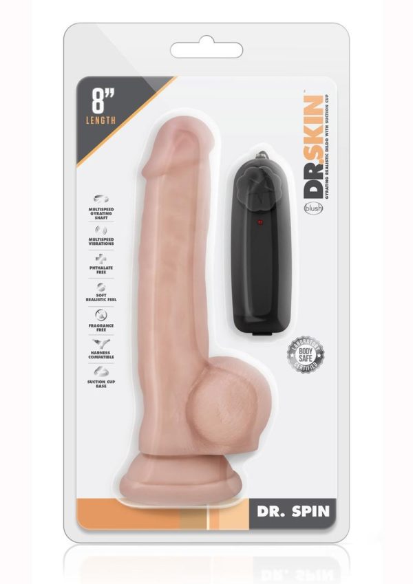 Dr. Skin Dr. Spin Gyrating Dildo with Suction Cup 8.5in - Vanilla