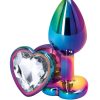 Rear Assets Multicolor Heart Anal Plug - Small - Clear