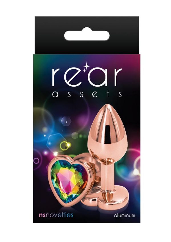 Rear Assets Rose Gold Heart Anal Plug - Small - Rainbow