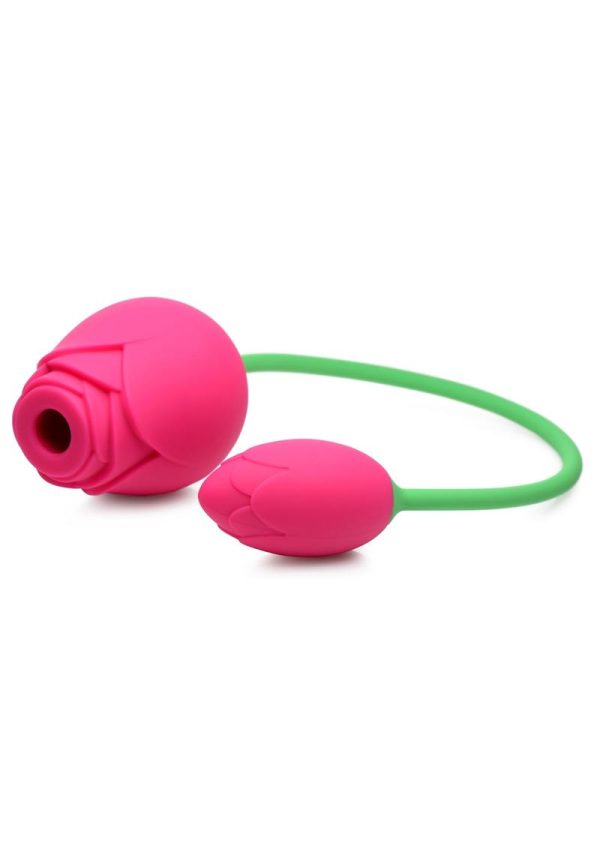 Inmi Bloomgasm Rose Duet 15x Silicone Rechargeable Vibrating and Sucking Clit Stimulator - Pink