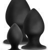 Anal Adventures Platinum Silicone Anal Stout Anal Plug Kit (Set of 3) - Black