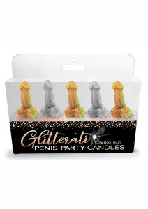 Glitterati Penis Party Candles (5 Pack) - Gold/Silver