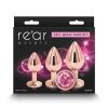 Rear Assets Aluminum Anal Plug Trainer Kit (3 pieces) - Rose Gold/Pink
