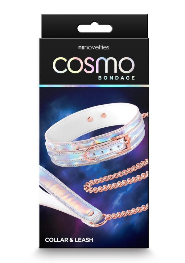 Cosmo Bondage Collar and Leash - Rainbow