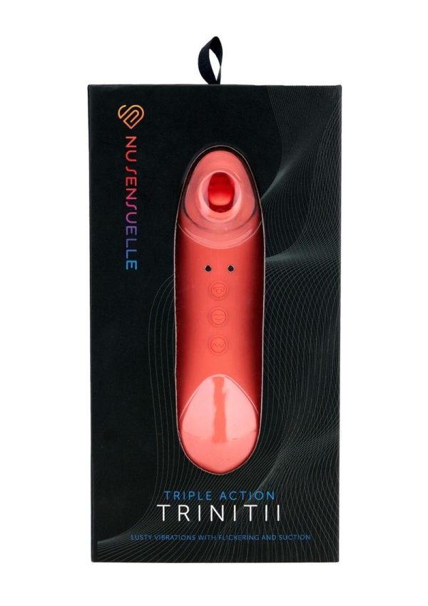 Nu Sensuelle Trinitii Triple Action Suction Flickering Silicone Tongue - Coral