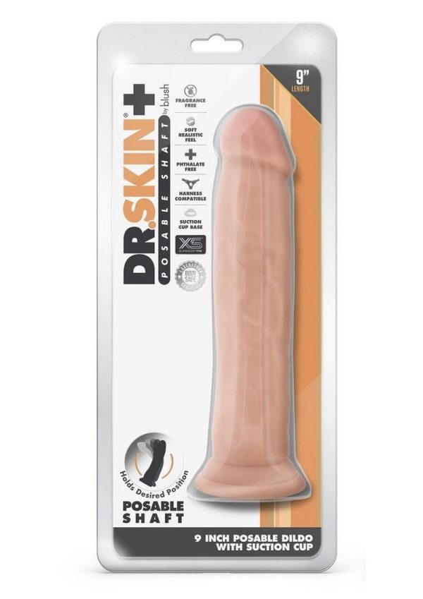 Dr. Skin Plus Thick Posable Dildo with Suction Cup 9in - Vanilla