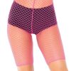 Leg Avenue Industrial Net Biker Shorts - O/S - Neon Pink
