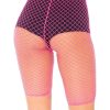 Leg Avenue Industrial Net Biker Shorts - O/S - Neon Pink