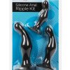 Silicone Anal Ripple Plug Kit (3 Piece) - Black