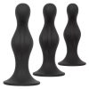 Silicone Anal Ripple Plug Kit (3 Piece) - Black