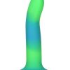 Addiction Rave Silicone Glow In The Dark Dildo 8in - Blue/Green