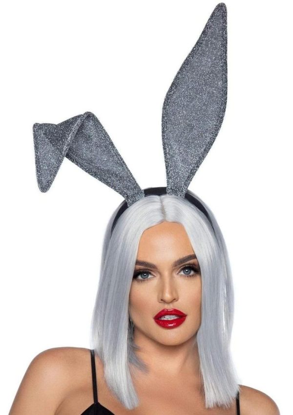 Leg Avenue Glitter Bunny Ears - O/S - Silver