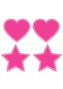 Peekaboo Glow In The Dark Hearts and Stars Pasties - Hot Pink